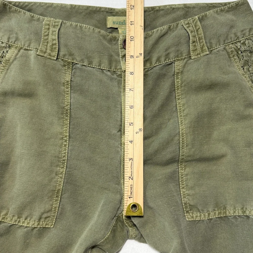 Sundance Linen Blend Boho Lace Trim Pants Size 4 Granola Coastal Grandmother